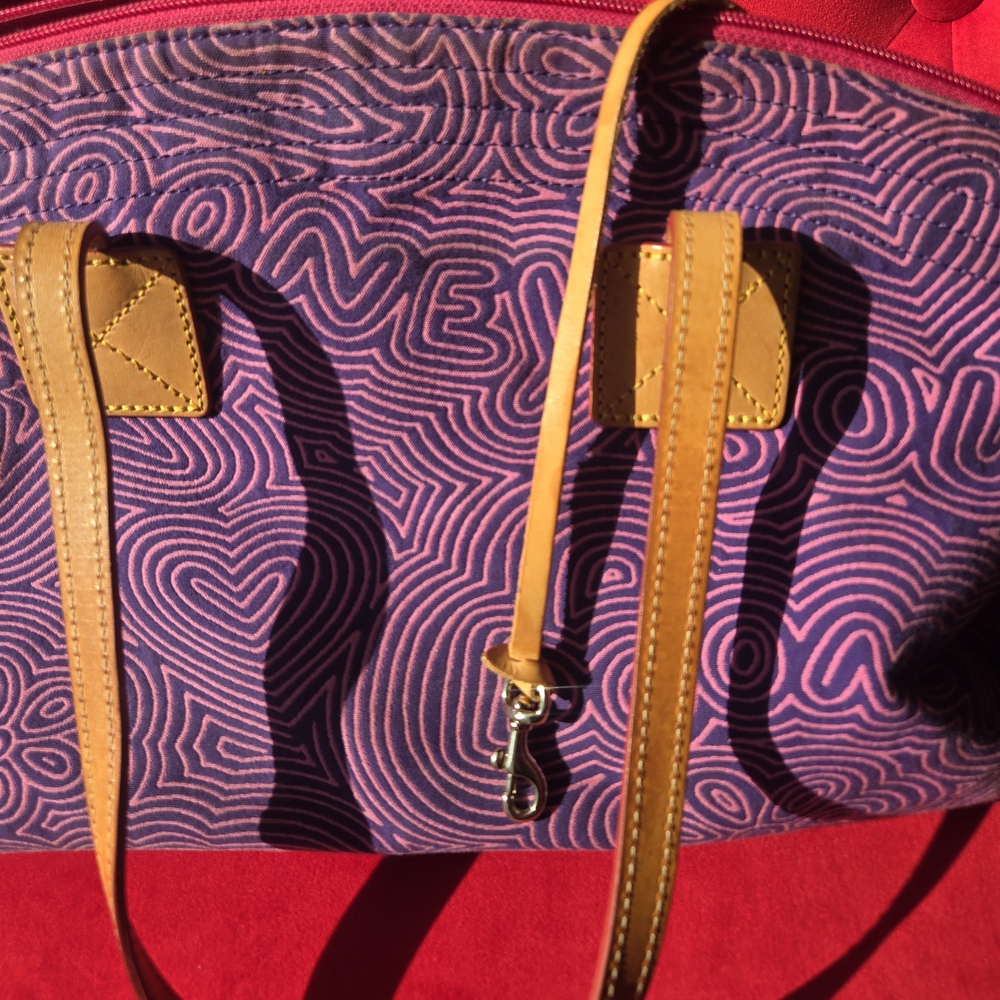 Dooney & Bourke Purple and Tan Shoulder Bag - Picture 3 of 7